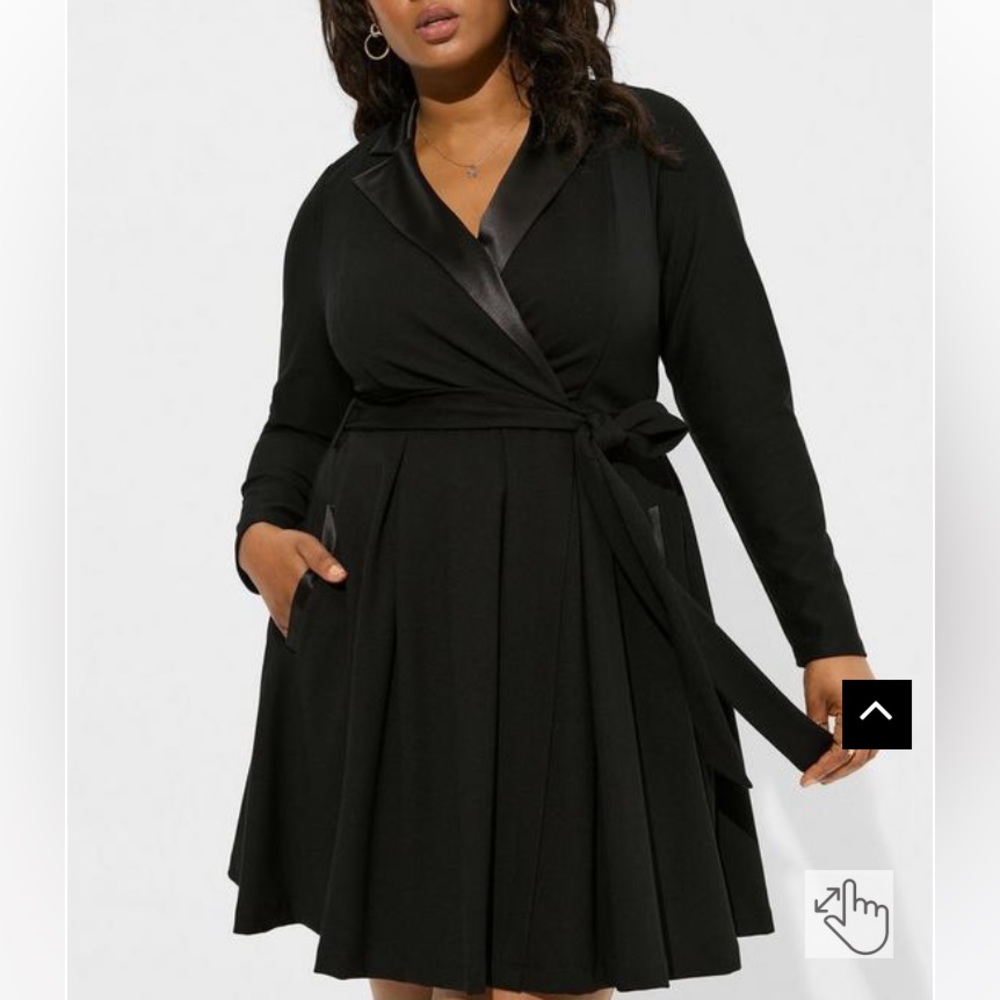 Torrid Mini Tuxedo Long Sleeve Self-Tie Skater Mini Dress